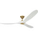 Maverick 70 inch Burnished Brass with Matte White Blades Ceiling Fan in Matte White and Burnished Brass