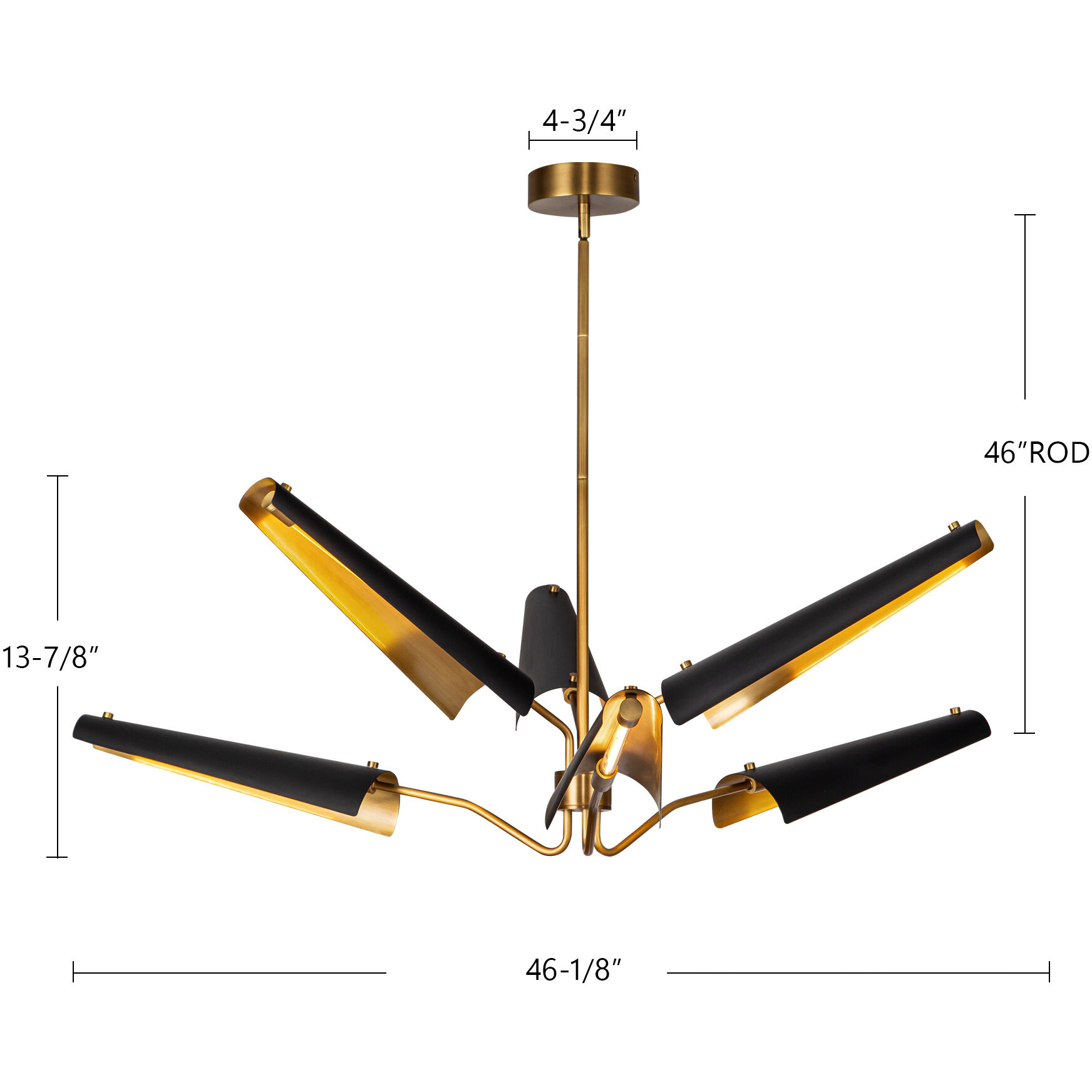 Osorio LED 46.13 inch Matte Black/Vintage Brass Chandelier Ceiling Light in Matte Black and Vintage Brass