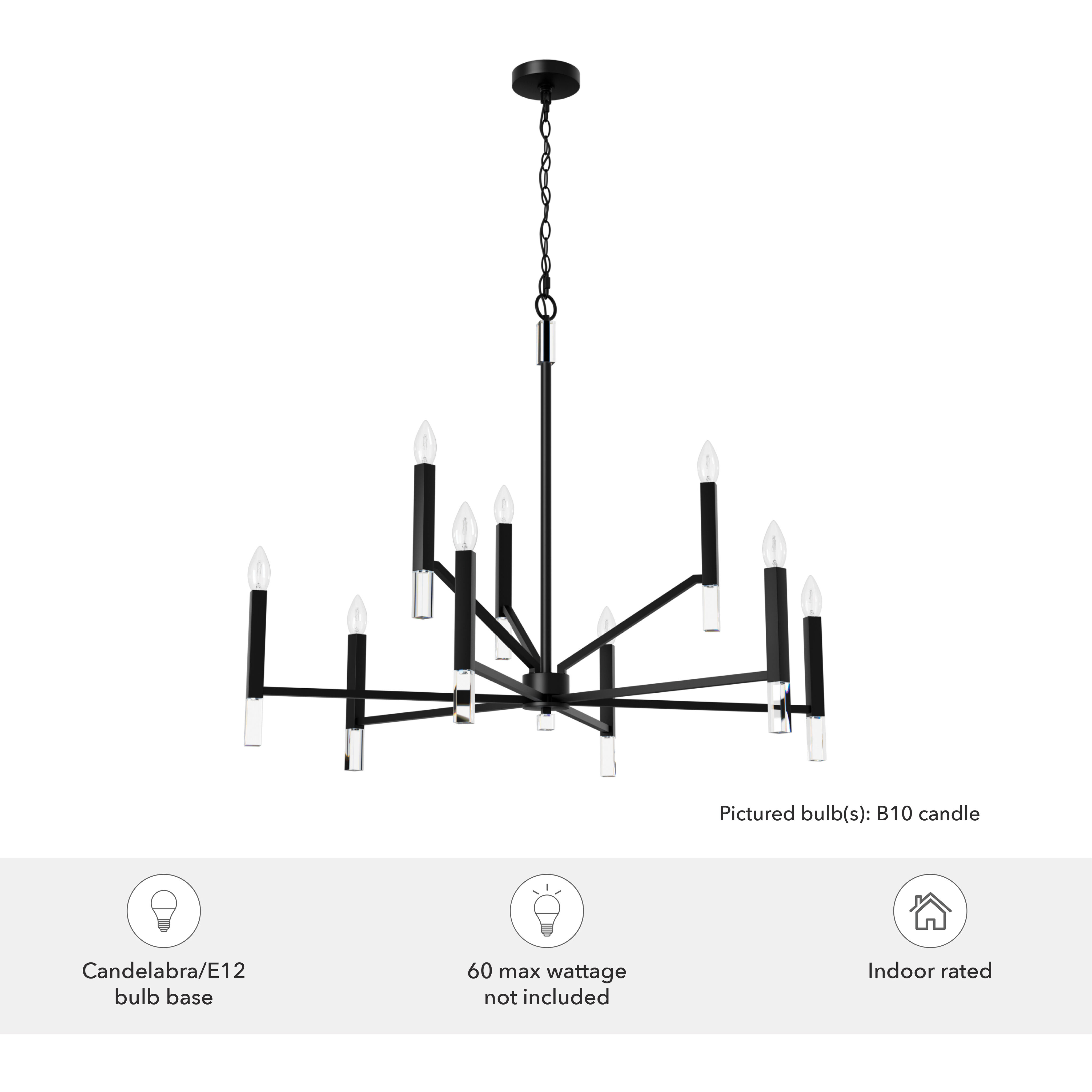 Sunjai 9 Light 40 inch Matte Black Chandelier Ceiling Light