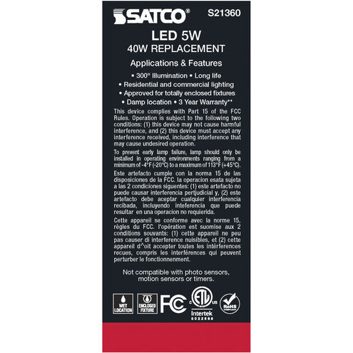 Lumos LED Medium Medium 5.00 watt 2700K LED Filament