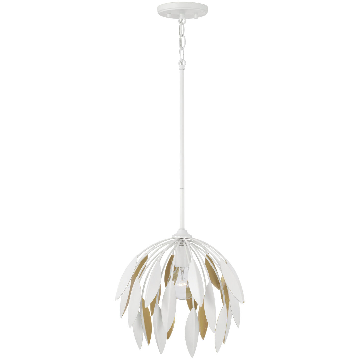 Margeaux 1 Light 14 inch Matte White Pendant Ceiling Light, Convertible Dual Mount