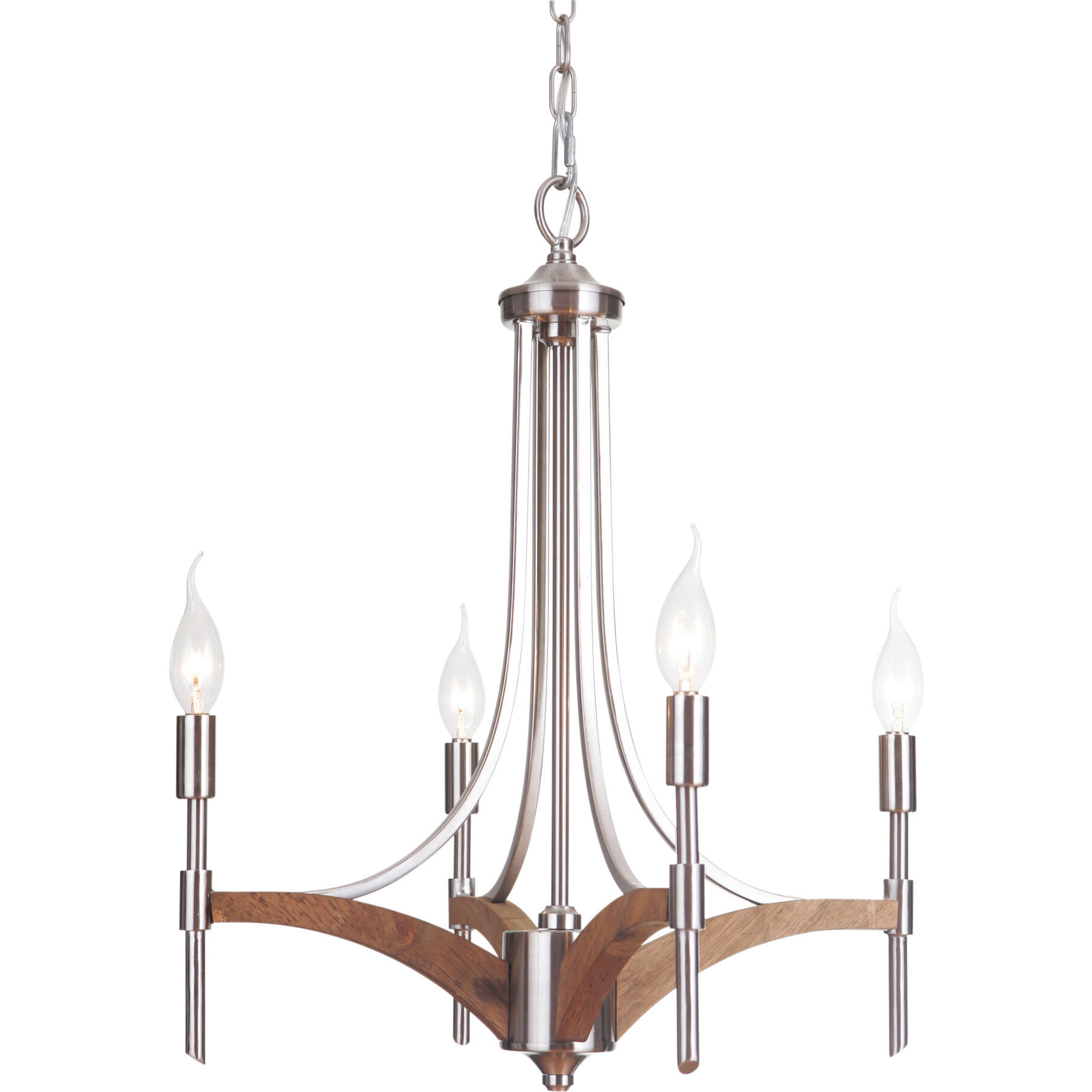 Tahoe 4 Light 18.5 inch Brushed Polished Nickel/Whiskey Barrel Chandelier Ceiling Light, Jeremiah