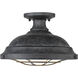 Bartlett 2 Light 14 inch Black Patina Semi-flush Ceiling Light, Damp