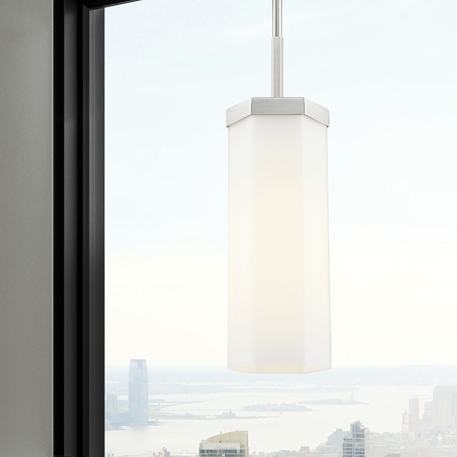 Downtown Urban Blakeley 1 Light 5 inch Satin Nickel Pendant Ceiling Light in Matte White