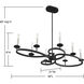 Monteray 8 Light 38 inch Black with Satin Nickel Linear Chandelier Ceiling Light