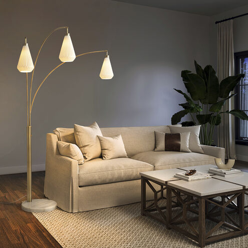 Concord 85 inch 60.00 watt Walnut and Weathered Brass with Black Arc Floor Lamp Portable Light