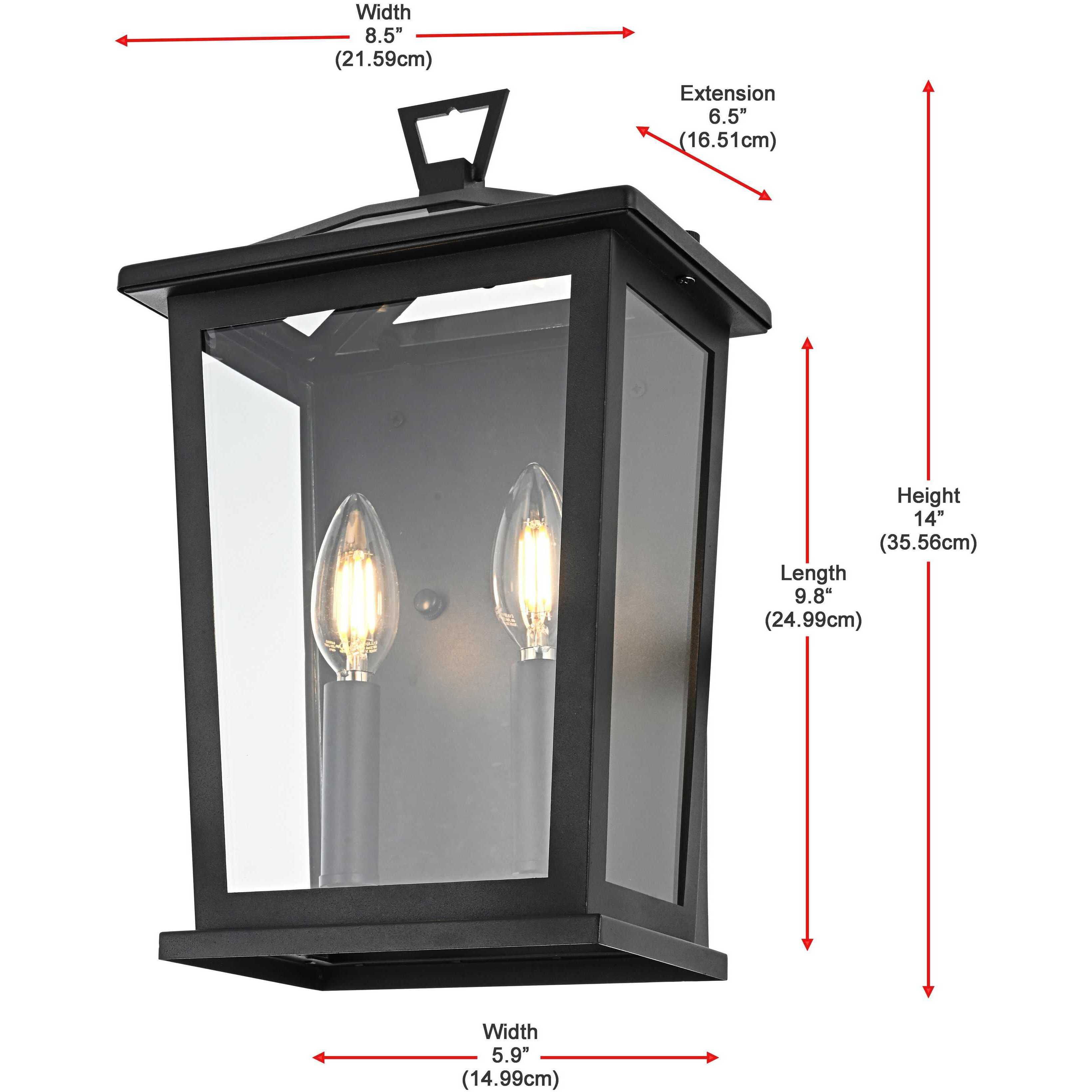 Richmond 2 Light 14 inch Black Outdoor Wall Sconce