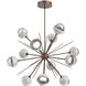 Cabochon LED 41 inch Burnished Bronze with White Marble Chandelier Ceiling Light in Clear, 2700K LED, Startburst