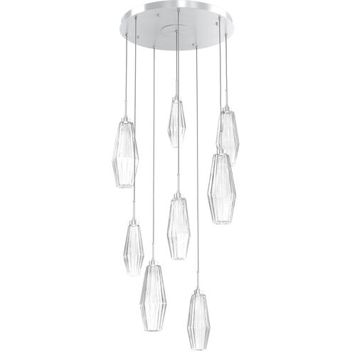 Aalto LED 27.4 inch Classic Silver Chandelier Ceiling Light in Optic Rib Clear, 2700K LED, Round Multi-Port