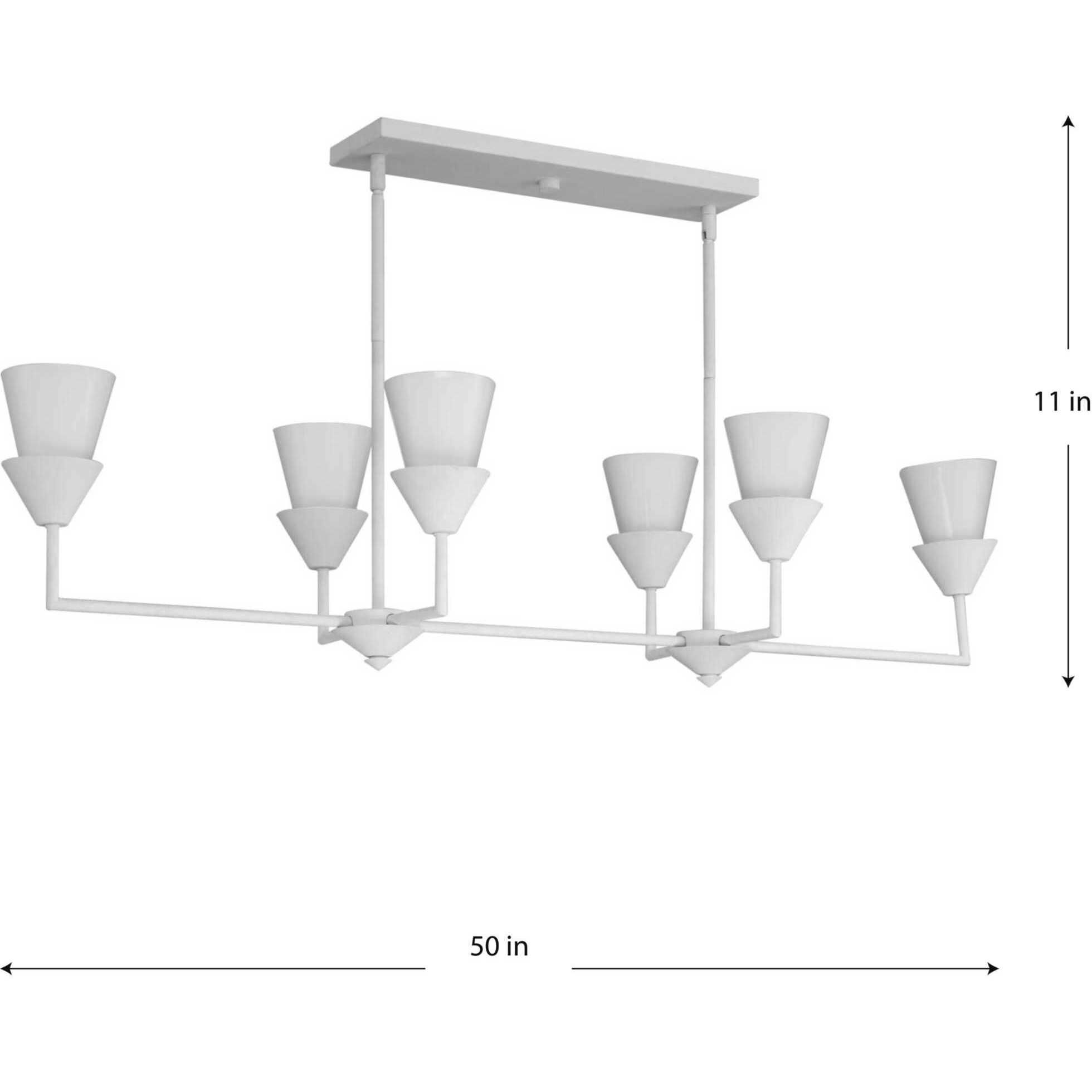 Pinellas 6 Light 50 inch White Plaster Linear Chandelier Ceiling Light, Design Series