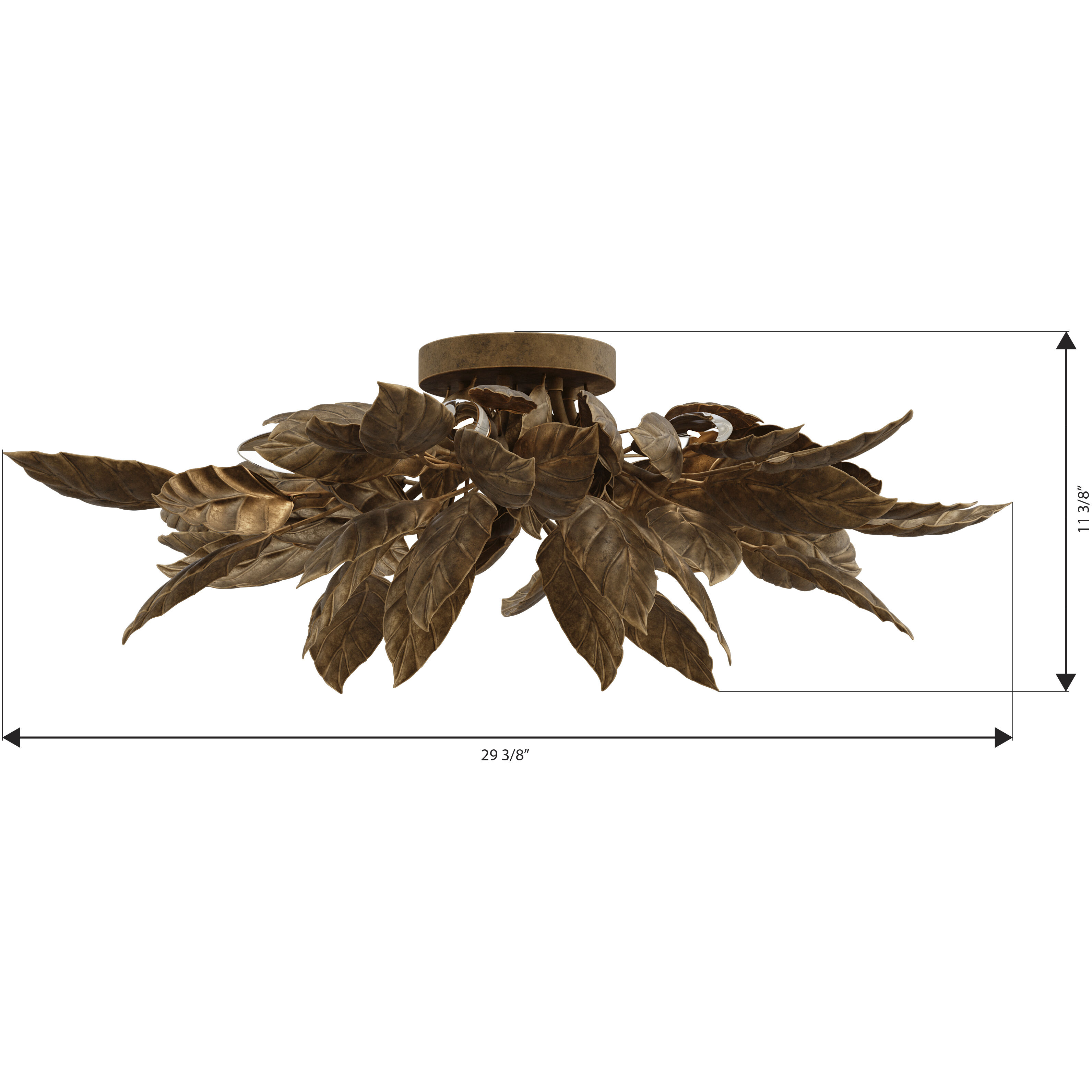 Seraphine 6 Light 29.5 inch Weathered Gold Flush Mount Ceiling Light