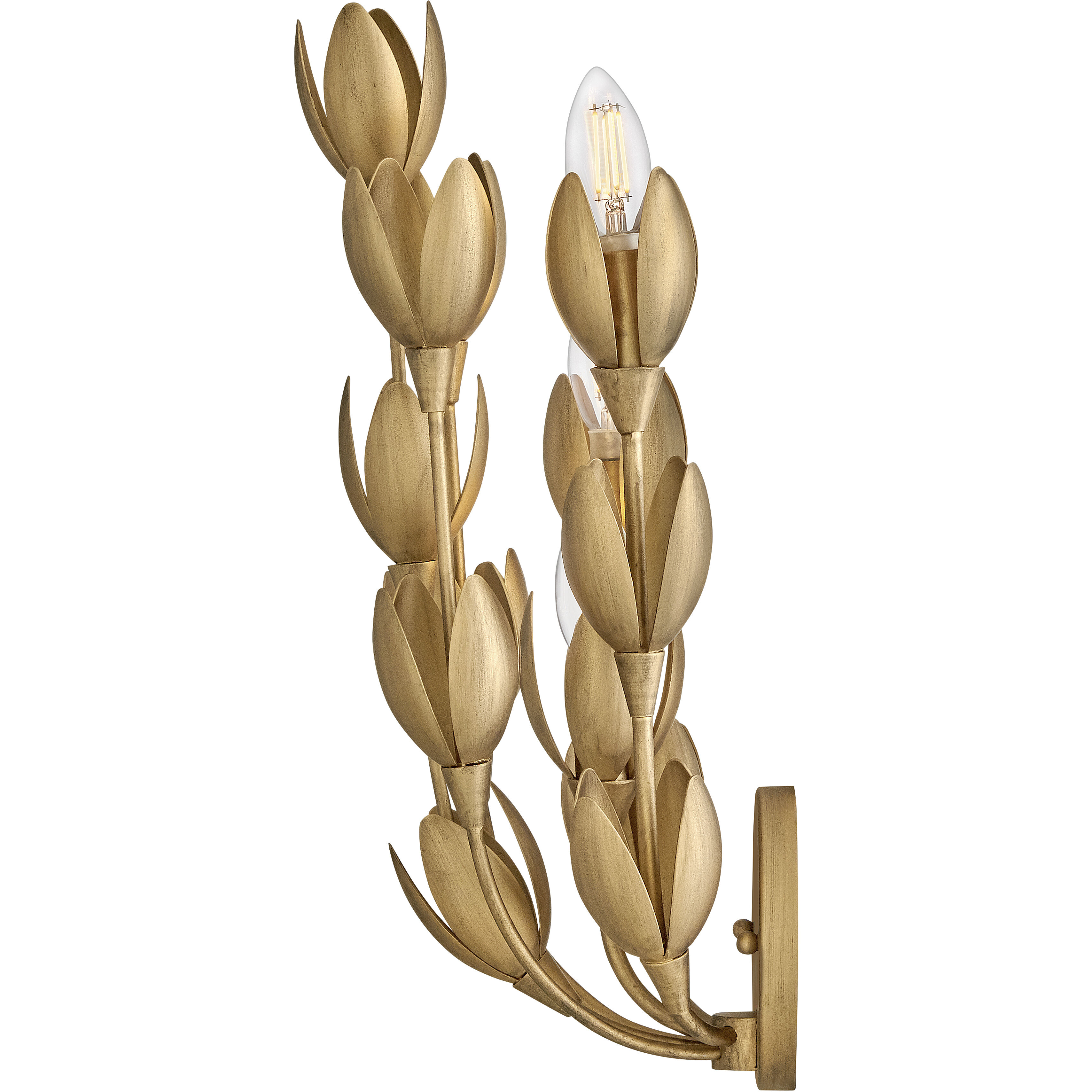 Lisa McDennon Flora 3 Light 7 inch Burnished Gold Sconce Wall Light, Sconce