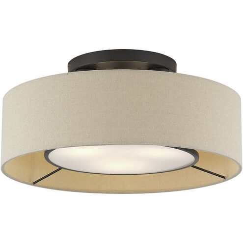Ellsworth 3 Light 17 inch Bronze Semi Flush Mount Ceiling Light, Large