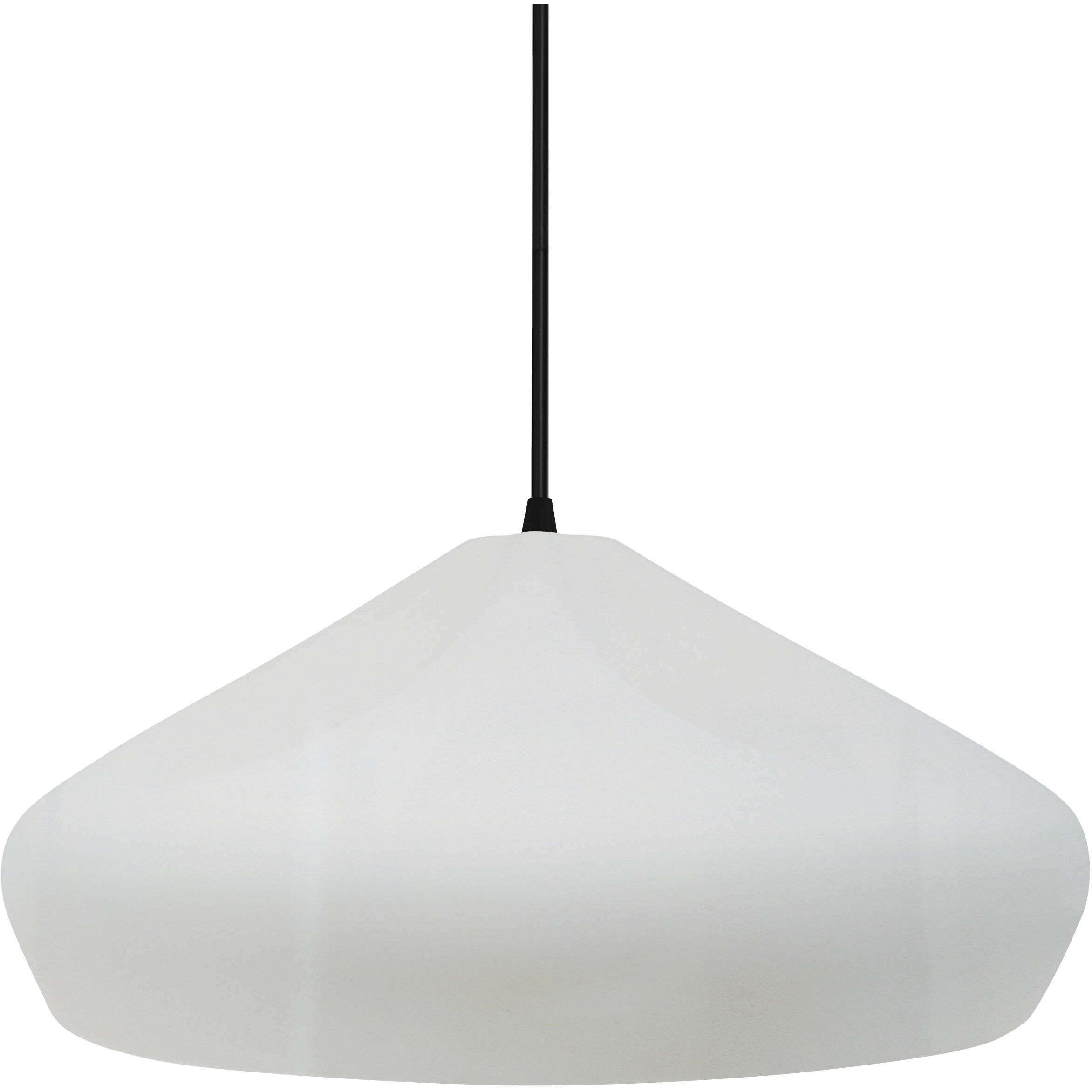 Radiance Collection - Crease Pendant Ceiling Light in Matte Black, Dedicated LED, Black Cord, Gloss White (outside and inside of fixture), 15.25W x 6.5H, Form+Finish+Function