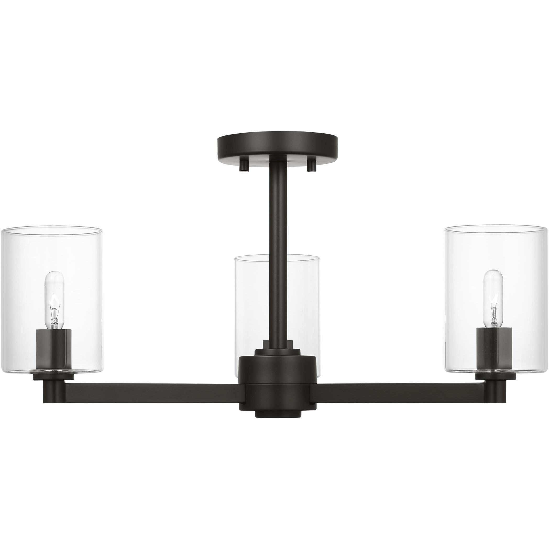 Fullton 3 Light 23.13 inch Midnight Black Semi-Flush Mount Ceiling Light in Clear Glass