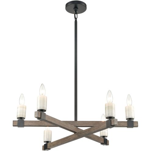 Stone Manor 6 Light 27 inch Matte Black with Aspen Chandelier Ceiling Light