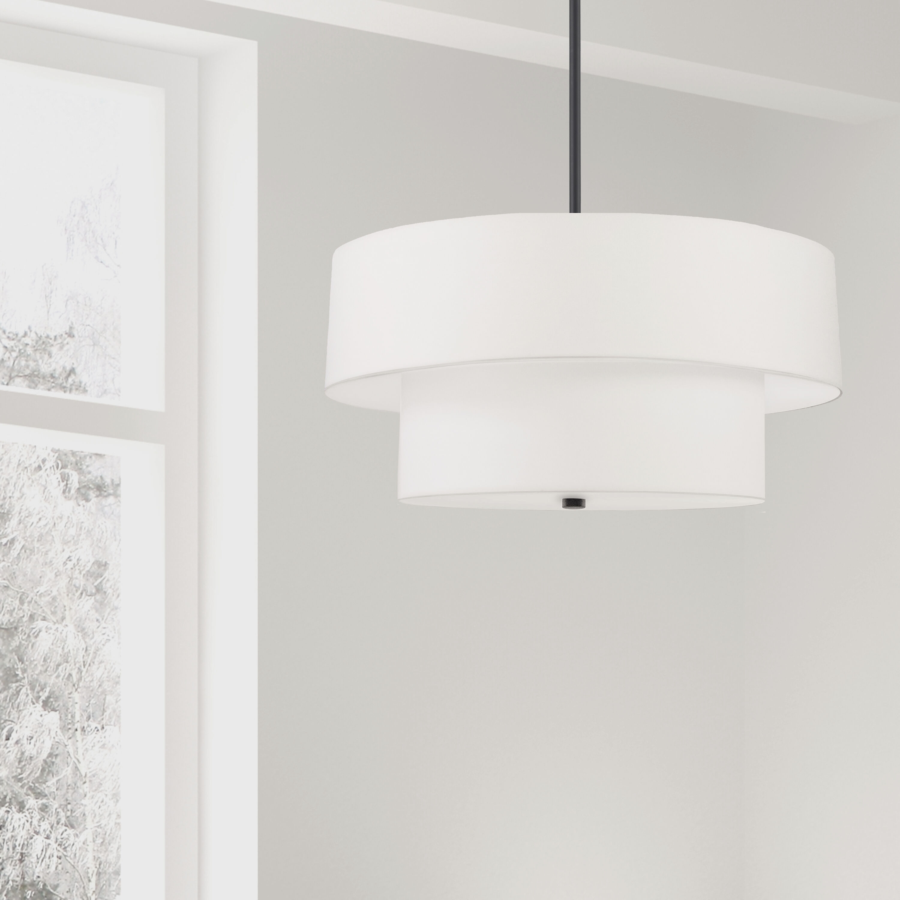 Everly 4 Light 20 inch Matte Black with White Pendant Ceiling Light