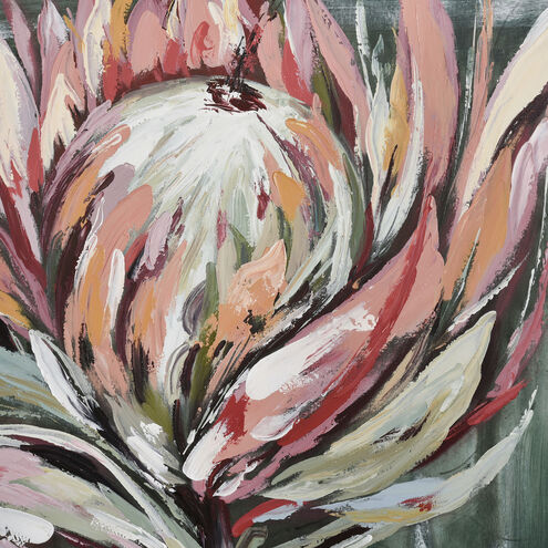 Protea Green with Coral Framed Wall Art