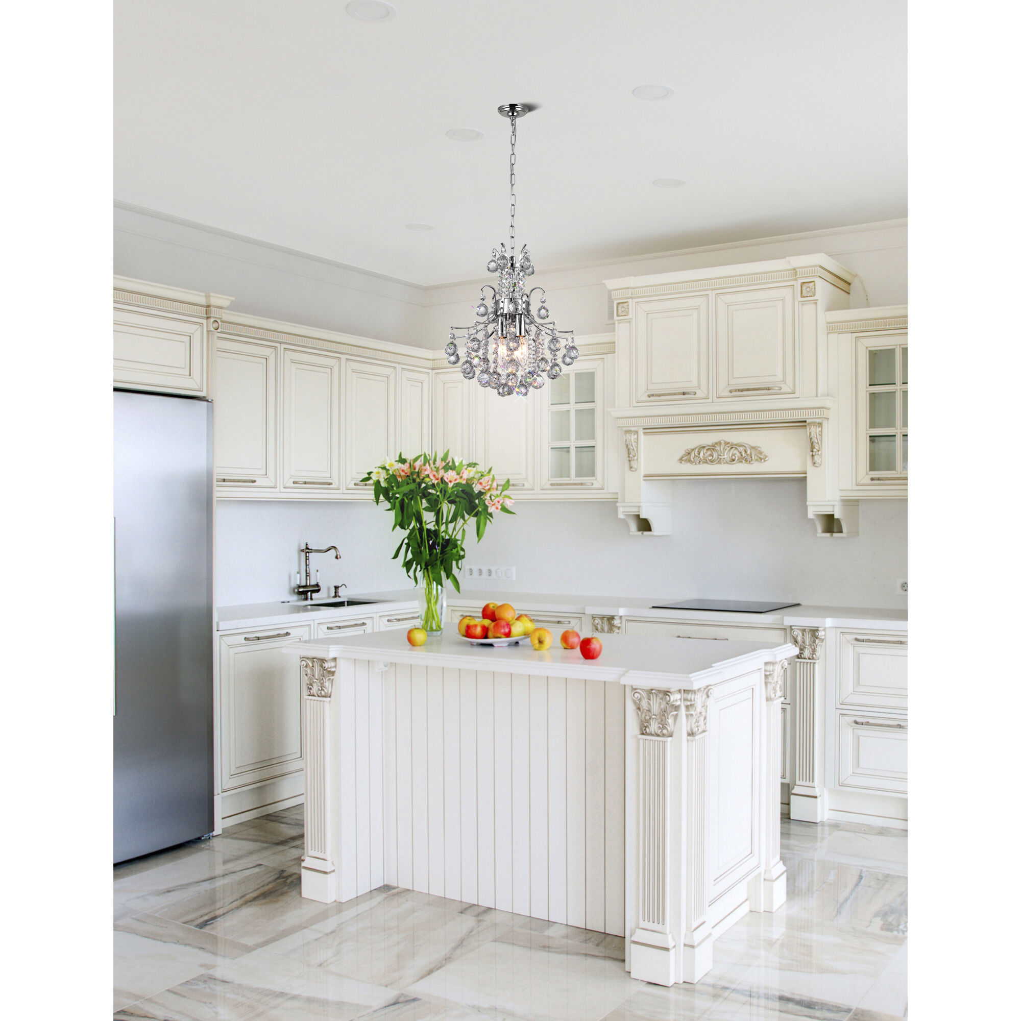 Princess 3 Light 12 inch Chrome Mini Chandelier Ceiling Light