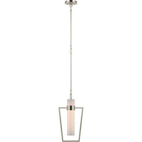 Ian K. Fowler Presidio LED 9.25 inch Polished Nickel Caged Pendant Ceiling Light in White Glass, Petite