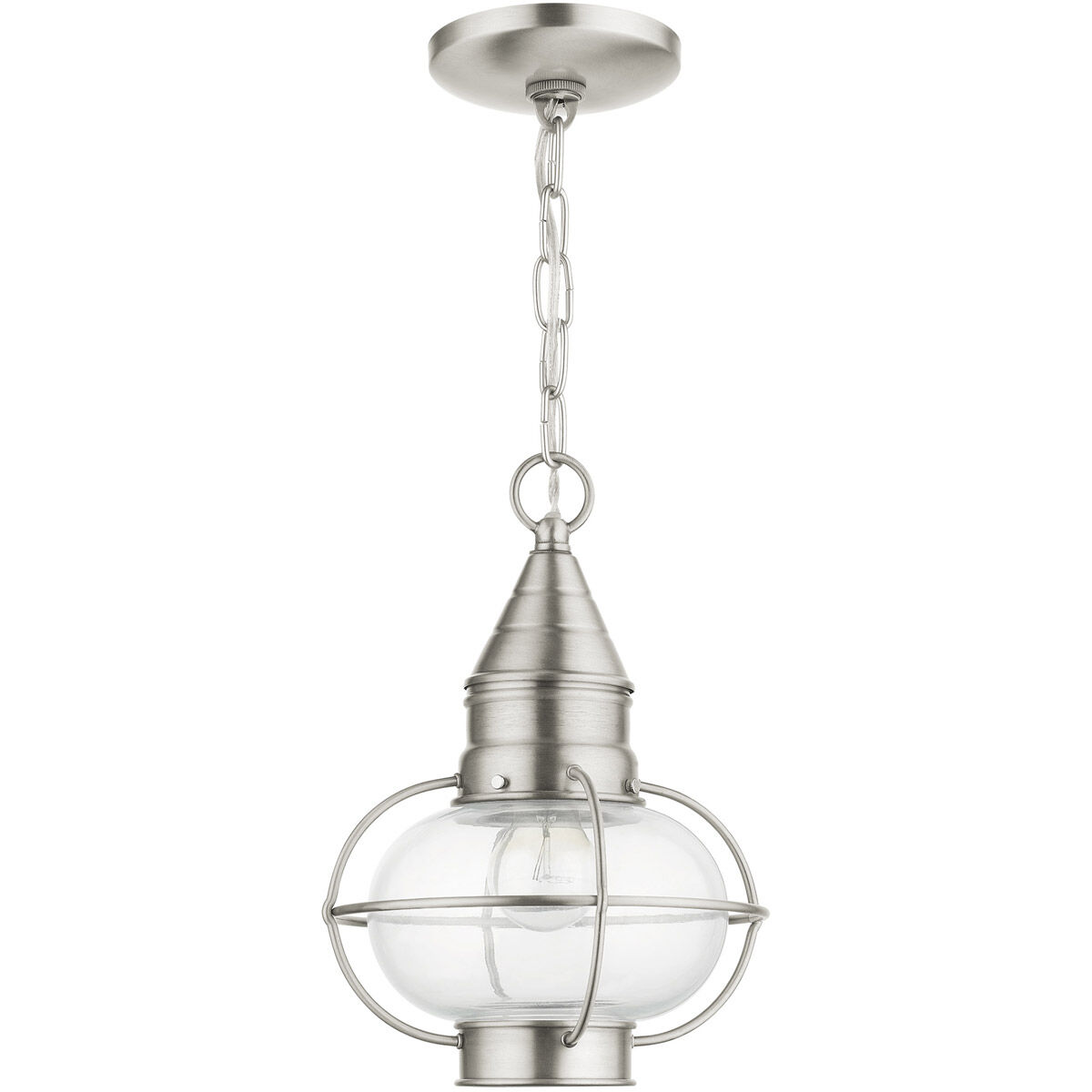 Newburyport 1 Light 9 inch Brushed Nickel Outdoor Pendant Lantern 