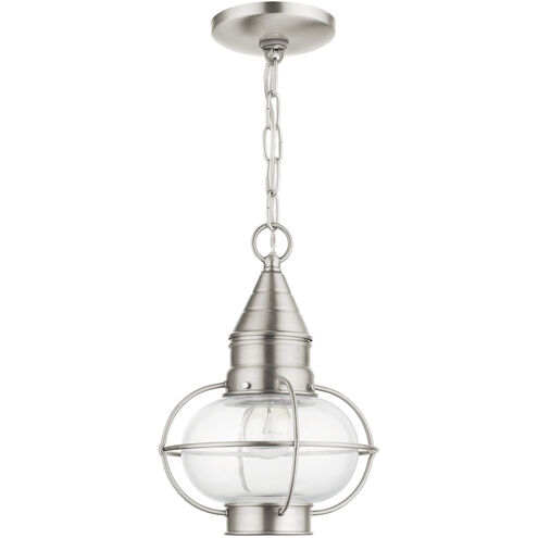 Newburyport 1 Light 9 inch Brushed Nickel Outdoor Pendant Lantern