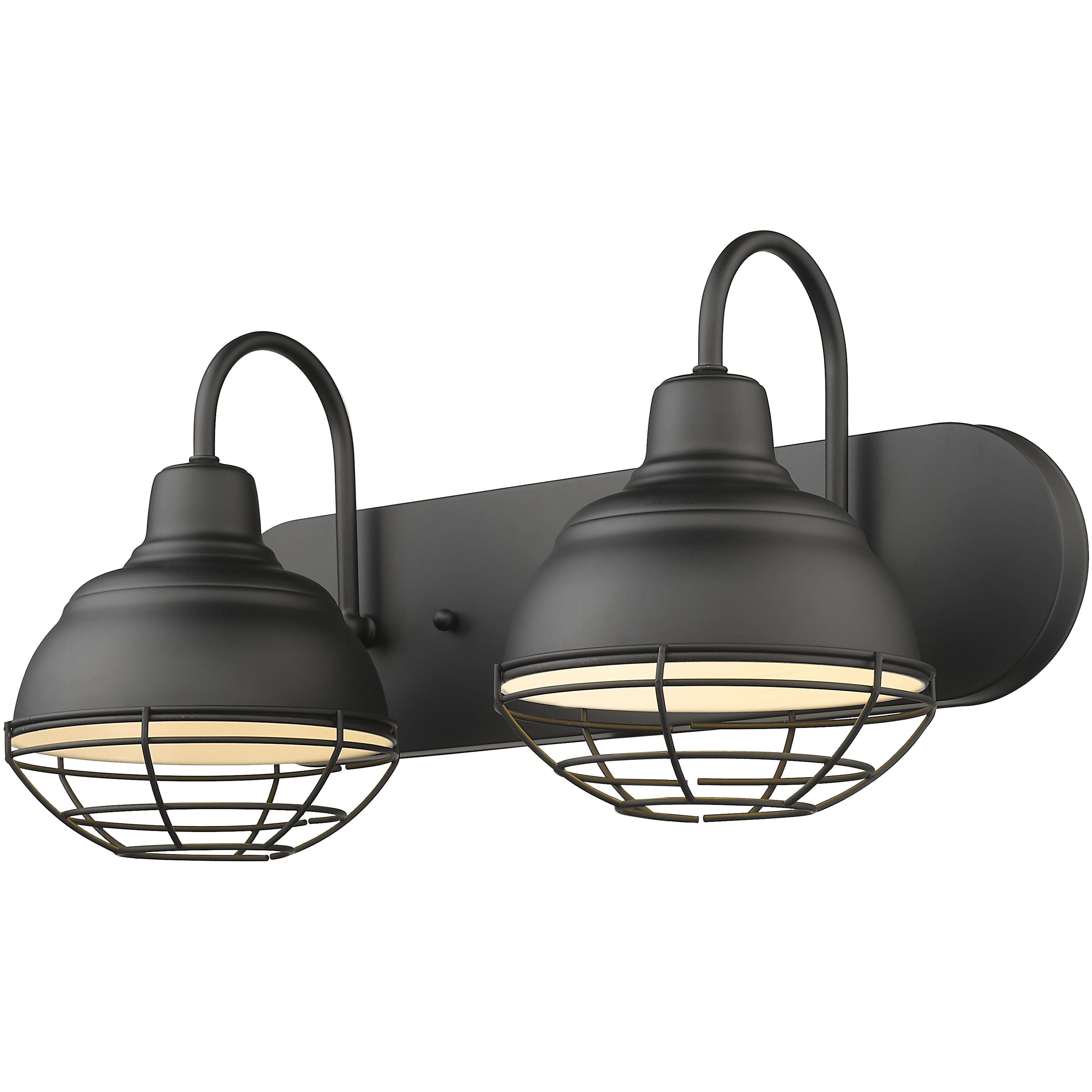 Neo-Industrial 2 Light 18 inch Matte Black Bathroom Vanity Light Wall Light