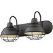 Neo-Industrial 2 Light 18 inch Matte Black Bathroom Vanity Light Wall Light