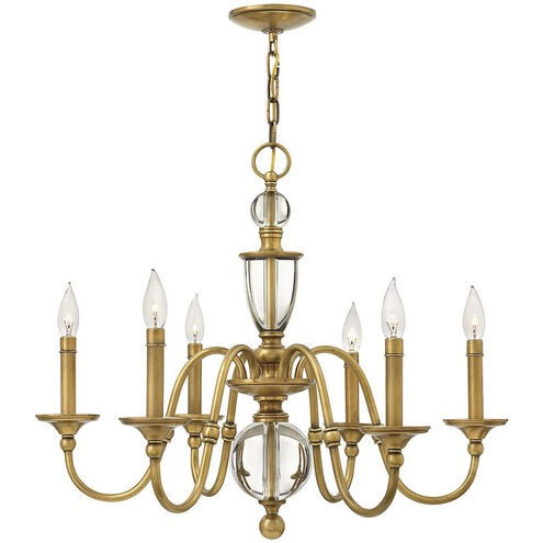 Eleanor 6 Light 27.25 inch Heritage Brass Indoor Chandelier Ceiling Light