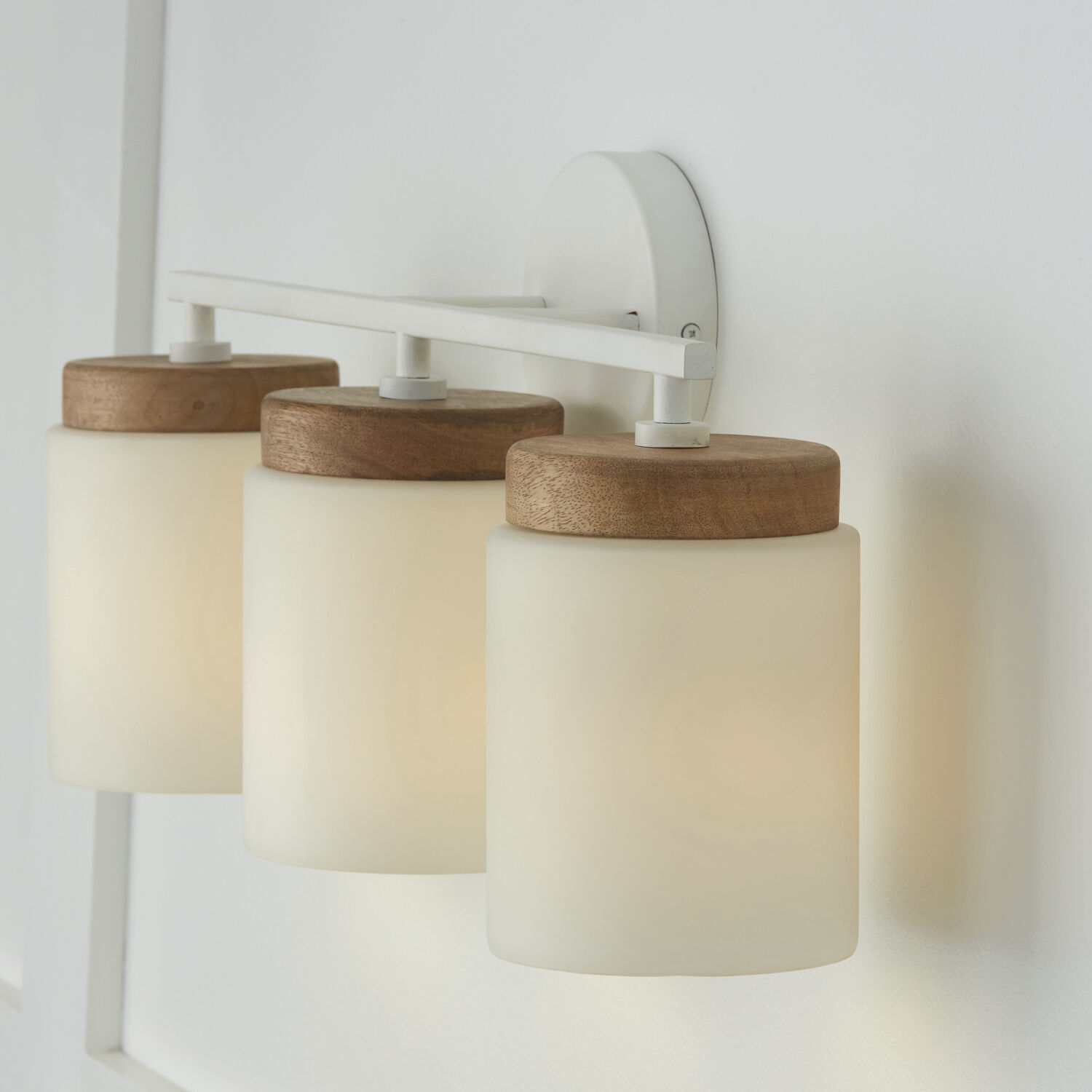 Liam 3 Light 23.5 inch Light Wood and White Vanity Light Wall Light