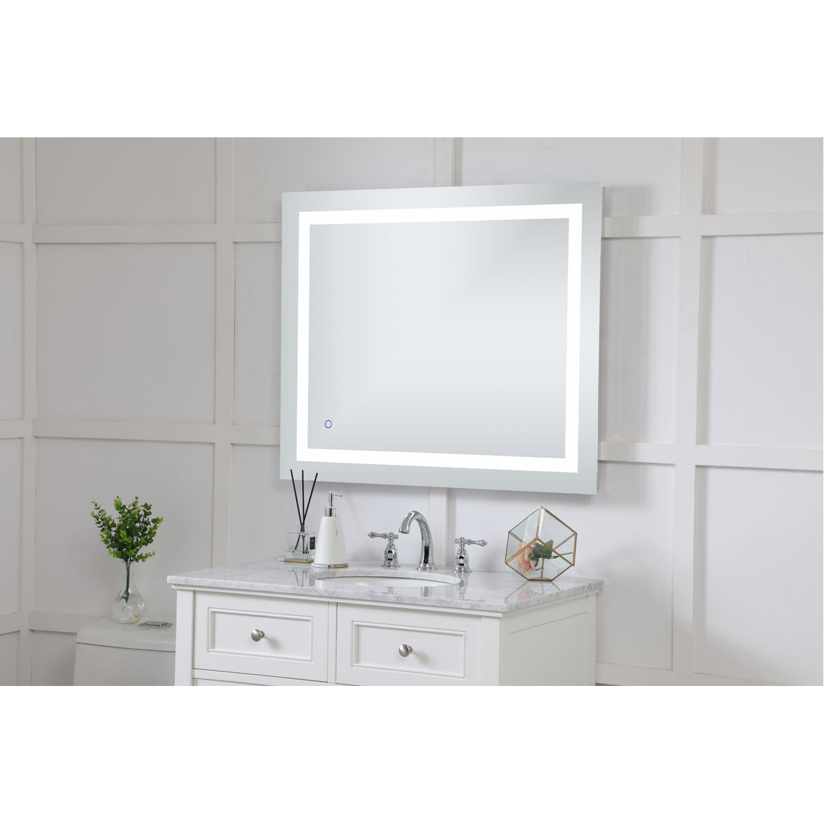 Helios 36 X 30 inch Silver Lighted Wall Mirror