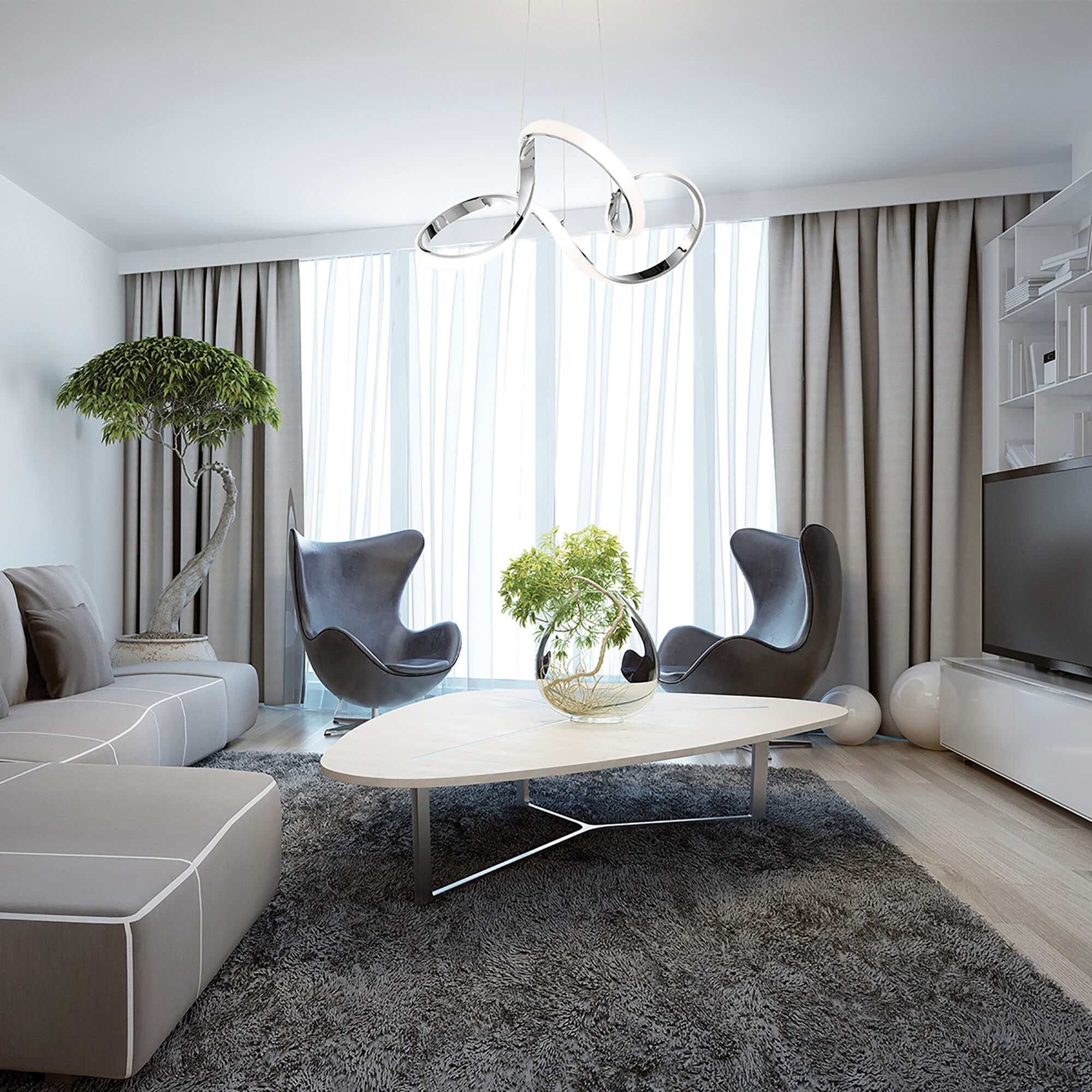 Vornado LED 22 inch Chrome Pendant Ceiling Light, dweLED