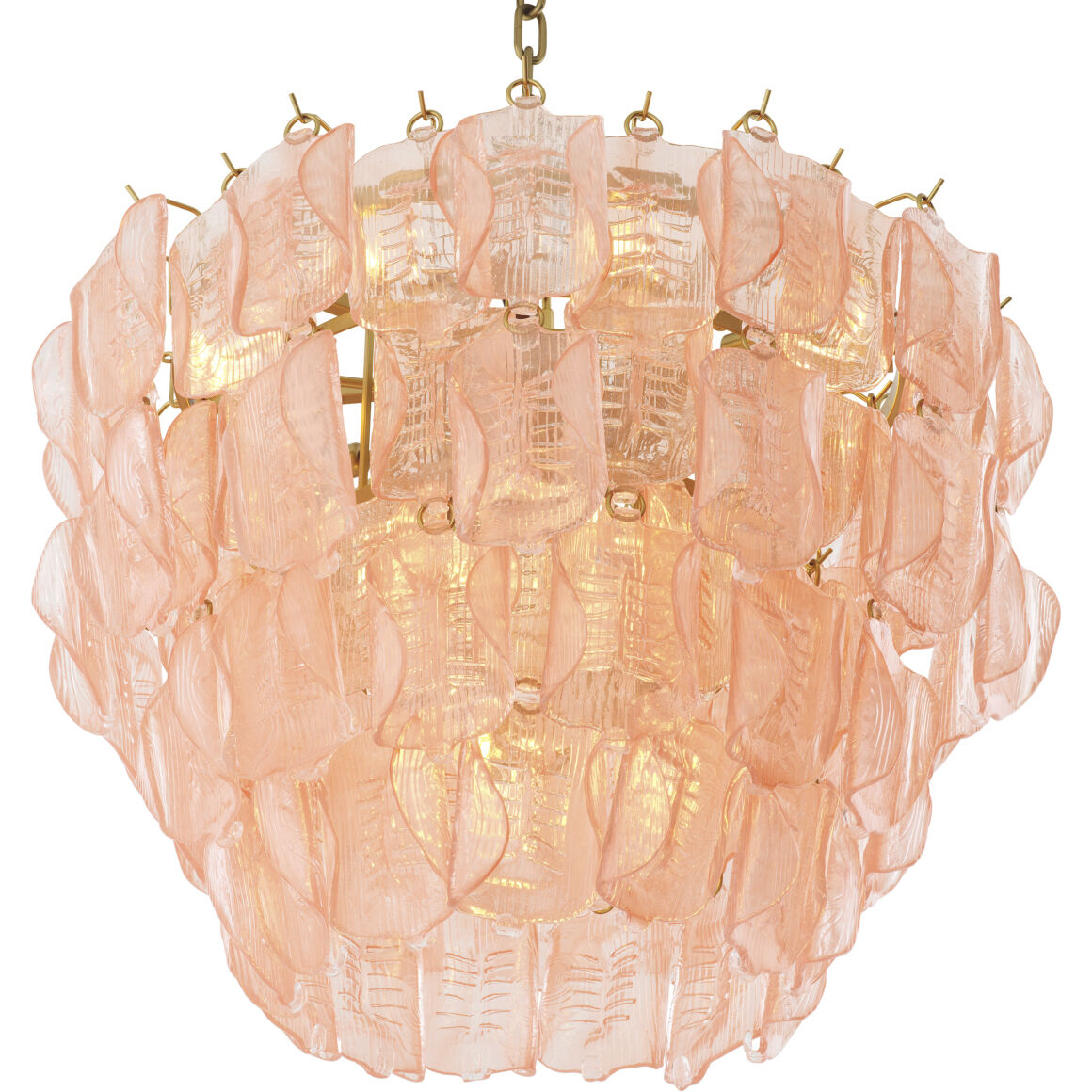 Solange 14 Light 33.46 inch Antique Brass Chandelier Ceiling Light in Pink Glass