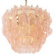 Solange 14 Light 33.46 inch Antique Brass Chandelier Ceiling Light in Pink Glass