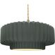 Radiance Collection - Pleated Tier Pendant Ceiling Light in Brushed Brass, Replaceable Bulb, Beige Twist Cord, Pewter Green, 16.25W x 6H, Form+Finish+Function