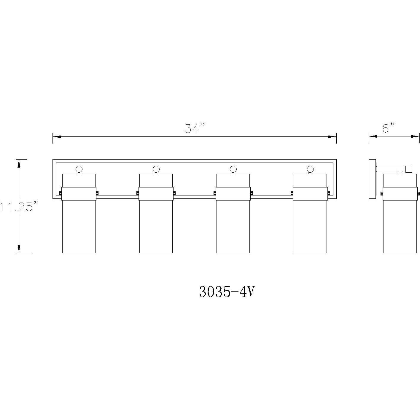 Fontaine 4 Light 34 inch Rubbed Brass Vanity Wall Light in Rubbed Bronze
