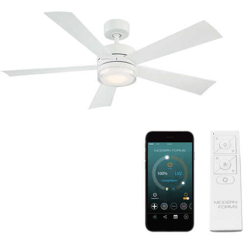 Wynd 52 inch Matte White Downrod Ceiling Fan in 3500K