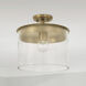 Mason 1 Light 13.25 inch Aged Brass Semi-Flush Mount Ceiling Light, Convertible Dual Mount