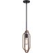 Dilan 1 Light 7 inch Black and Brushed Brown Pendant Lighting Ceiling Light