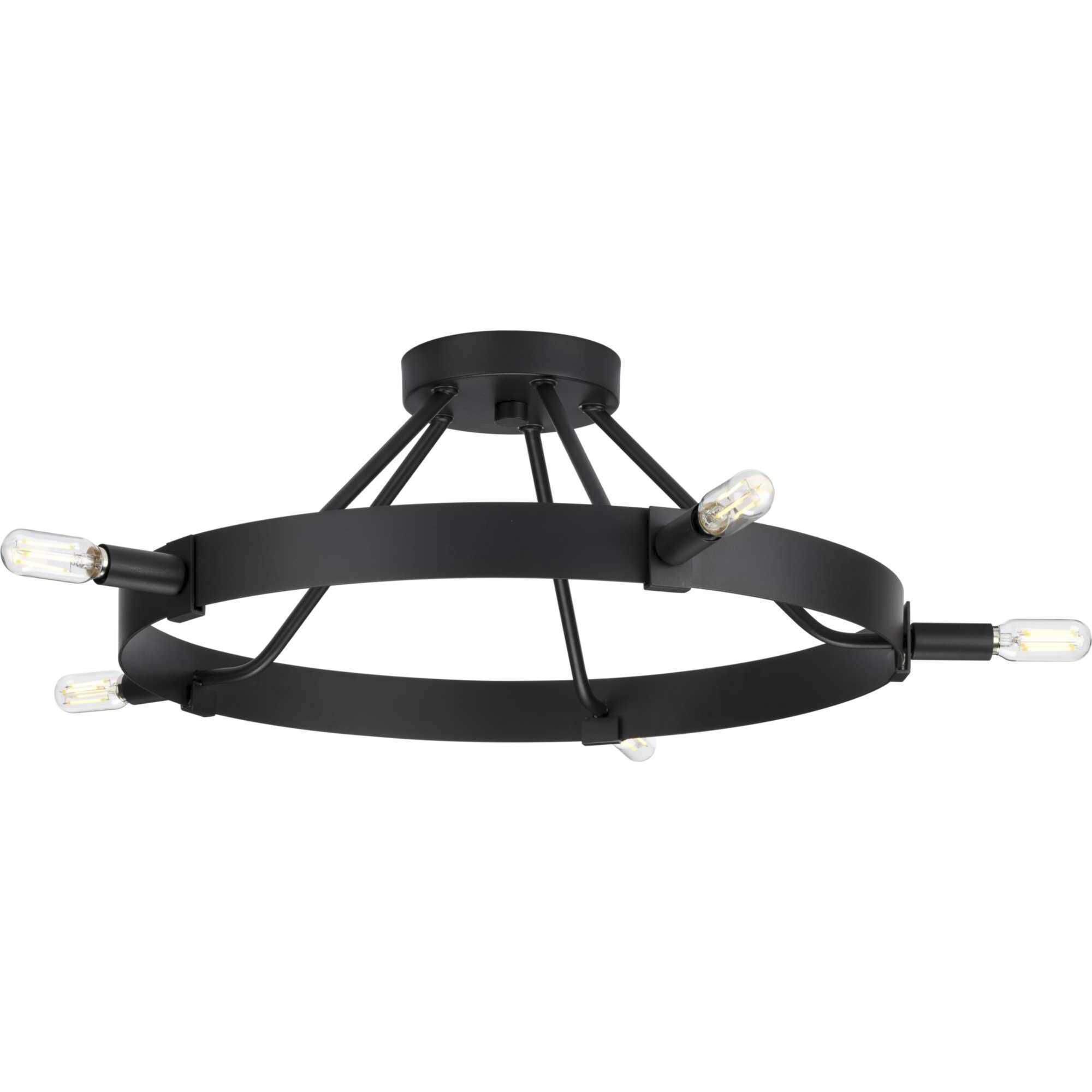 Breckenridge 5 Light 22.5 inch Matte Black Semi-Flush Mount Ceiling Light, Design Series