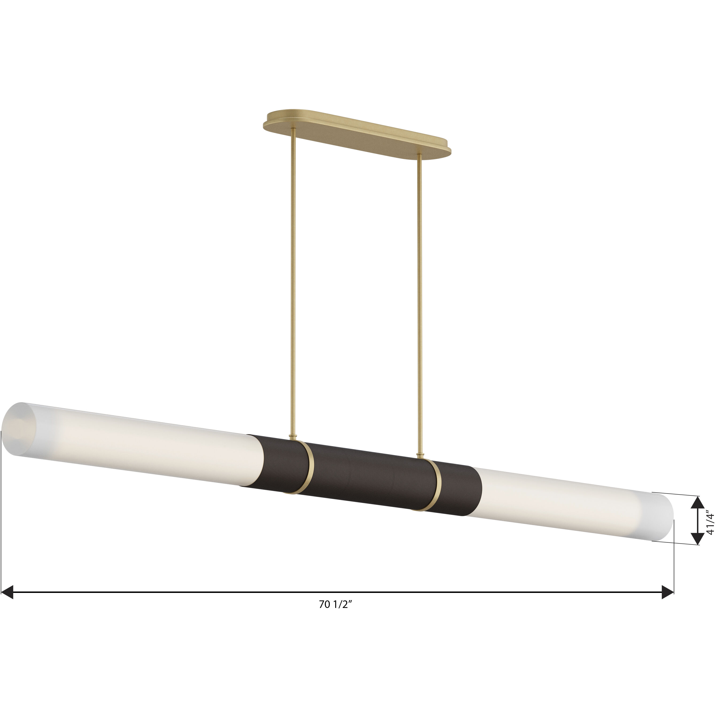 Linthor LED 64 inch Legacy Brass and Dark Bronze Linear Chandelier Ceiling Light