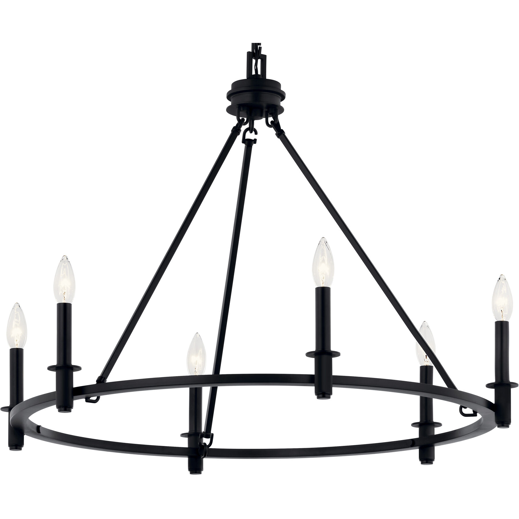 Carrick 6 Light Black Chandelier Ceiling Light, 1 Tier Small