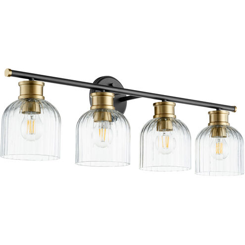 Monarch 4 Light 31.75 inch Noir and Aged Brass Vanity Light Wall Light