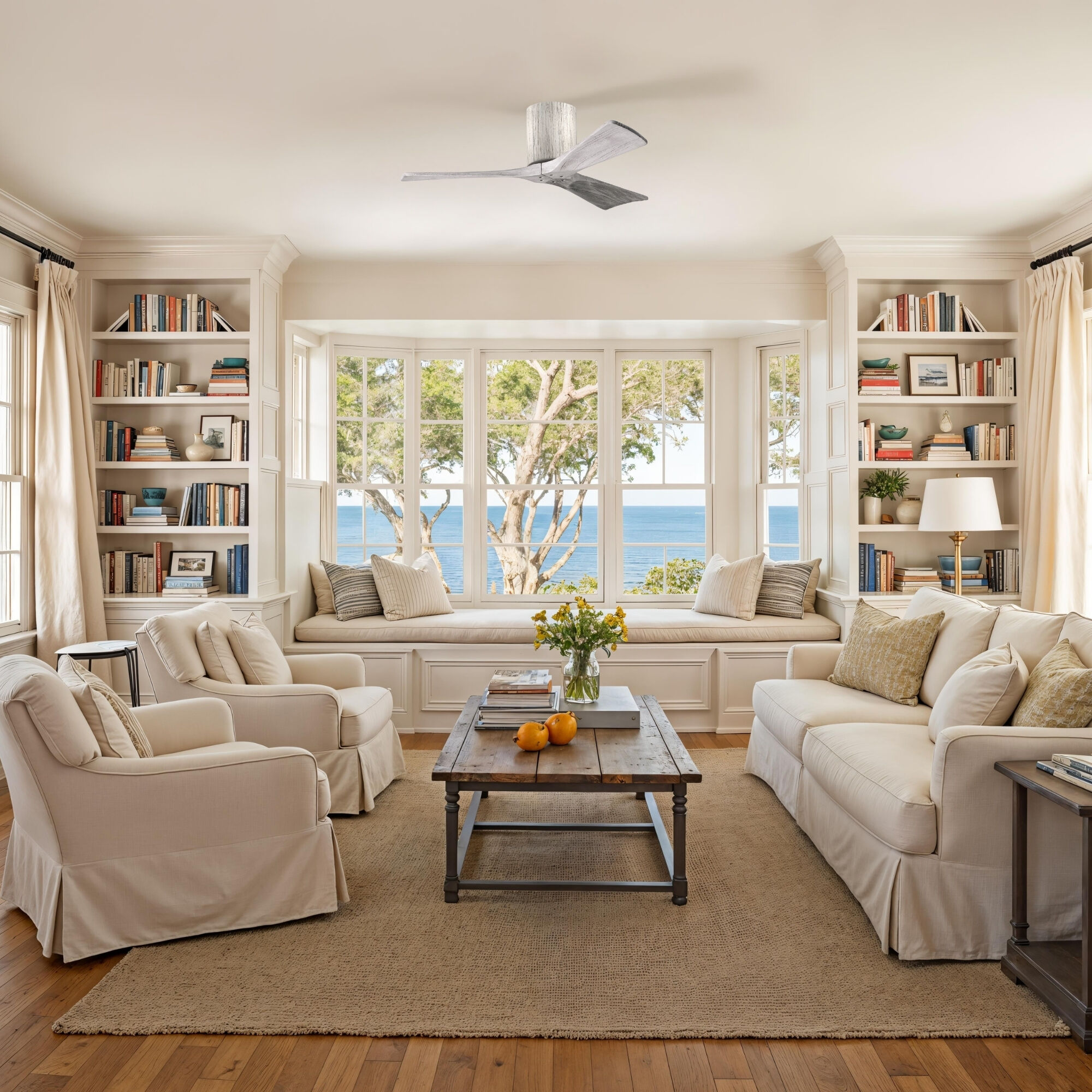 Atlas Irene-3H 42 inch Barn Wood Tone Flush Mount Paddle Fan, Flush Mounted