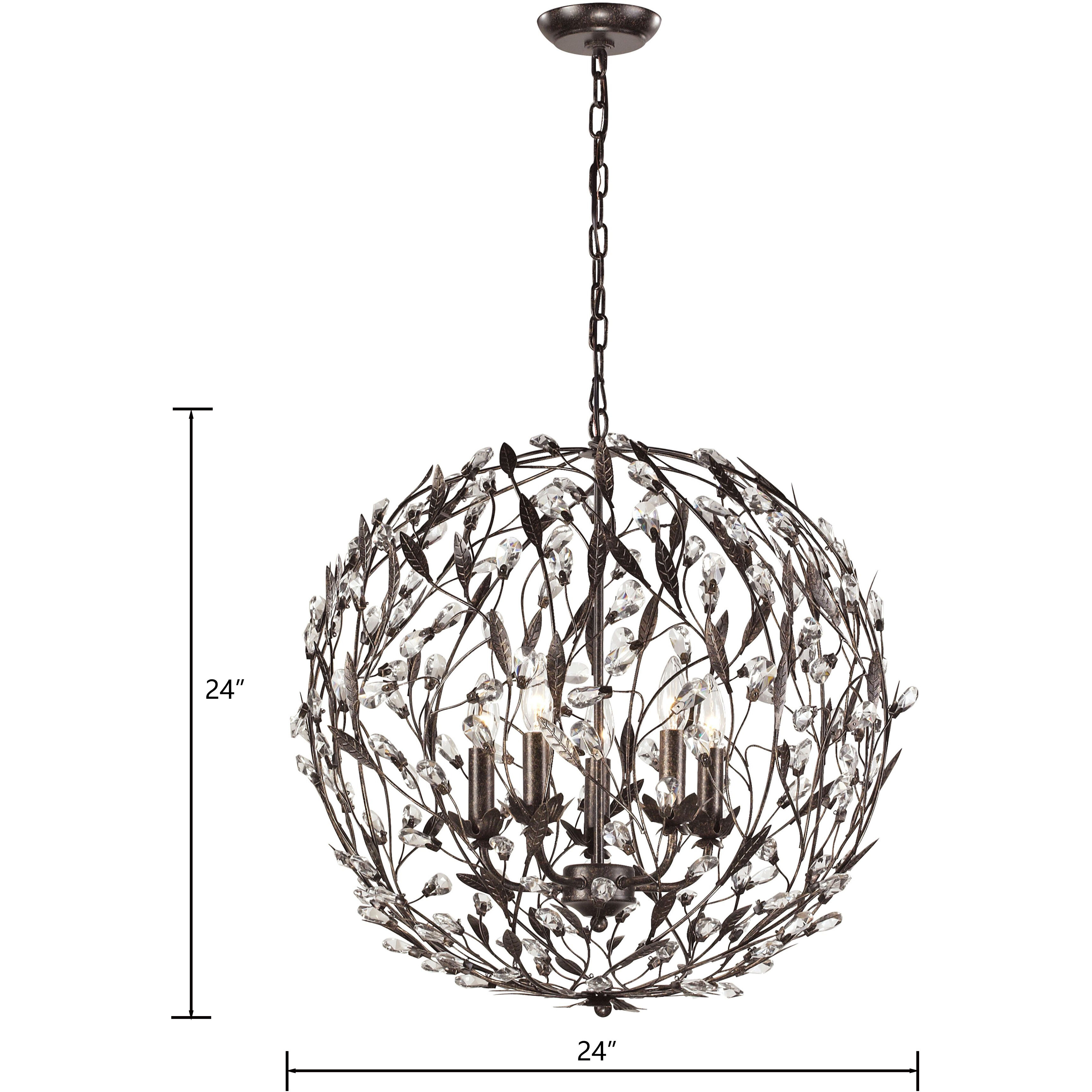 Circeo 5 Light 24 inch Deep Rust Chandelier Ceiling Light