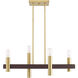 Helsinki 4 Light 8 inch Satin Brass with Bronze Accents Chandelier Ceiling Light