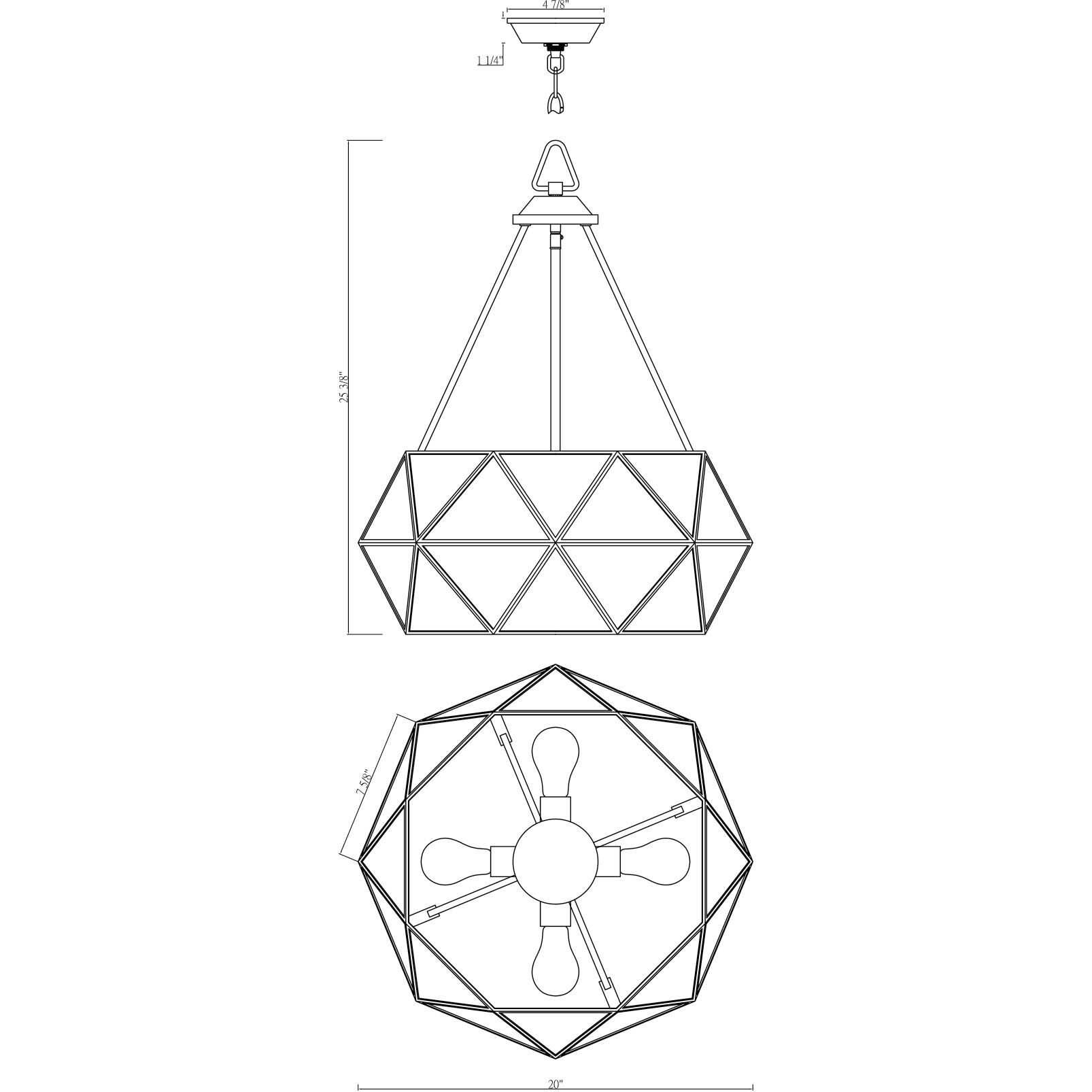 Tartan 4 Light 20 inch Oiled Burnished Bronze Pendant Ceiling Light