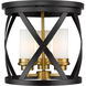 Malcalester 3 Light 13 inch Matte Black/Olde Brass Flush Mount Ceiling Light