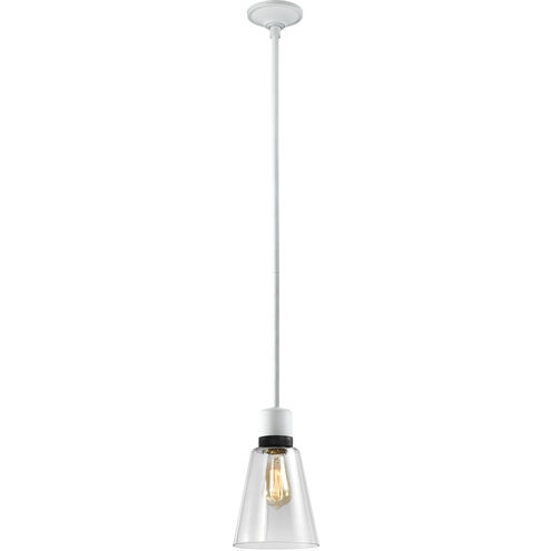 Zigrina 1 Light 7.13 inch Matte White with Satin Brushed Black Pendant Ceiling Light