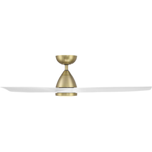 Skylark 54 inch Soft Brass and Matte White with Matte White Blades Downrod Ceiling Fan